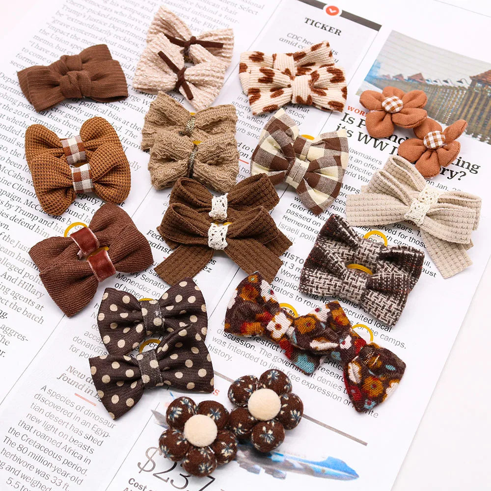 10PCS Spring Dog Bows For Puppy Cat Flower Bowknot Rubber Bands for Dogs Fashion Dog Hair Accessories Dog Grooming Accesories