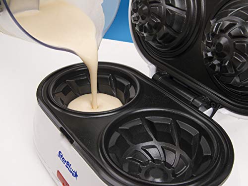 Double Waffle Bowl Maker by StarBlue - White - Make bowl shapes Belgian waffles in minutes | Best for serving ice cream and fruit | Gift ideas 110V 50/60Hz 1200W