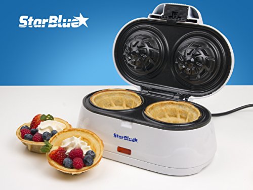 Double Waffle Bowl Maker by StarBlue - White - Make bowl shapes Belgian waffles in minutes | Best for serving ice cream and fruit | Gift ideas 110V 50/60Hz 1200W