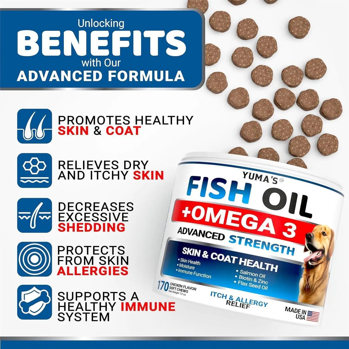 2 Pack Omega 3 Fish Oil for Dogs Skin and Coat Supplement Dry Itchy Skin Relief