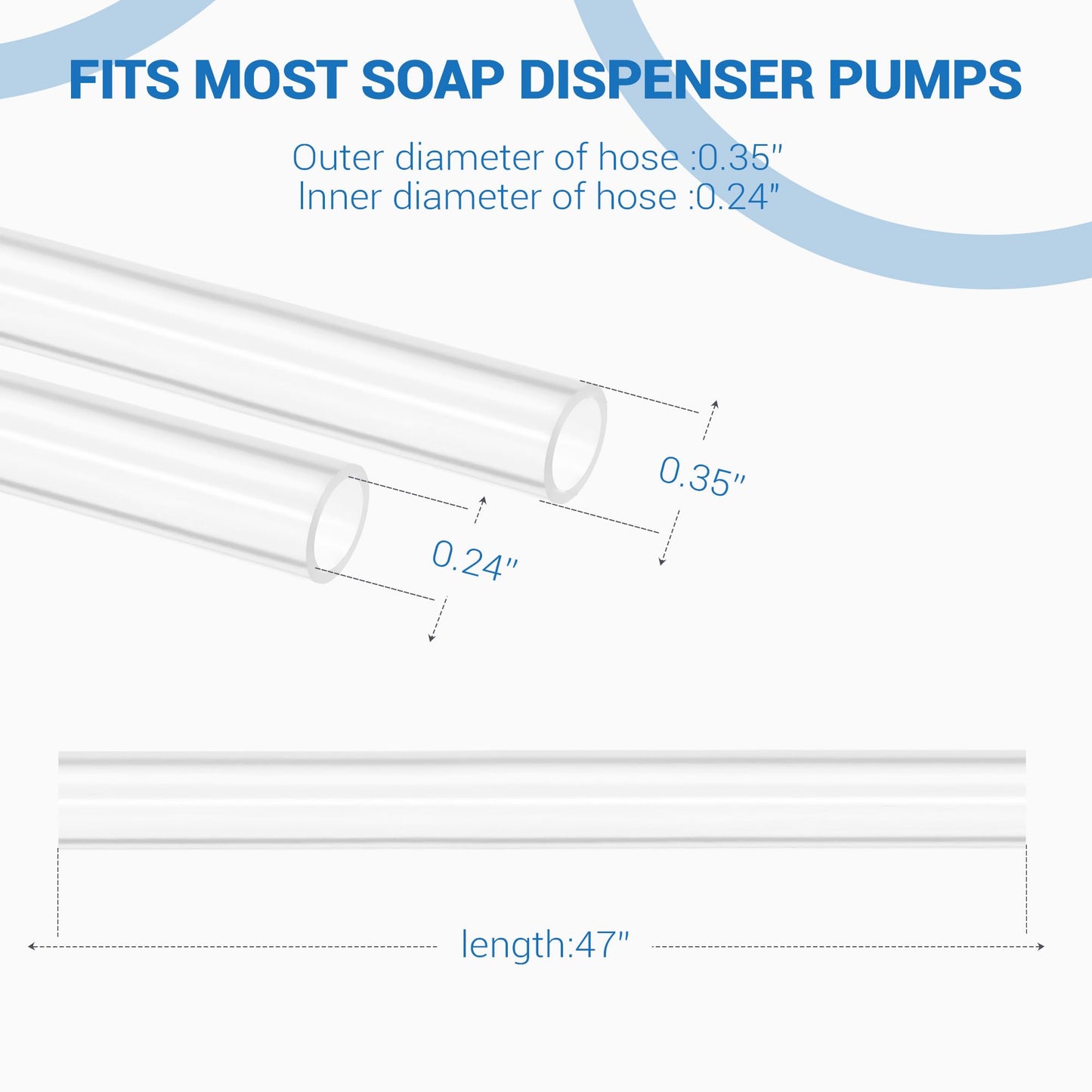 Sink Soap Dispenser Tube Kit, 47” with Upgraded Check Valve, Never Fill The Little Bottle Again (White-1pcs)