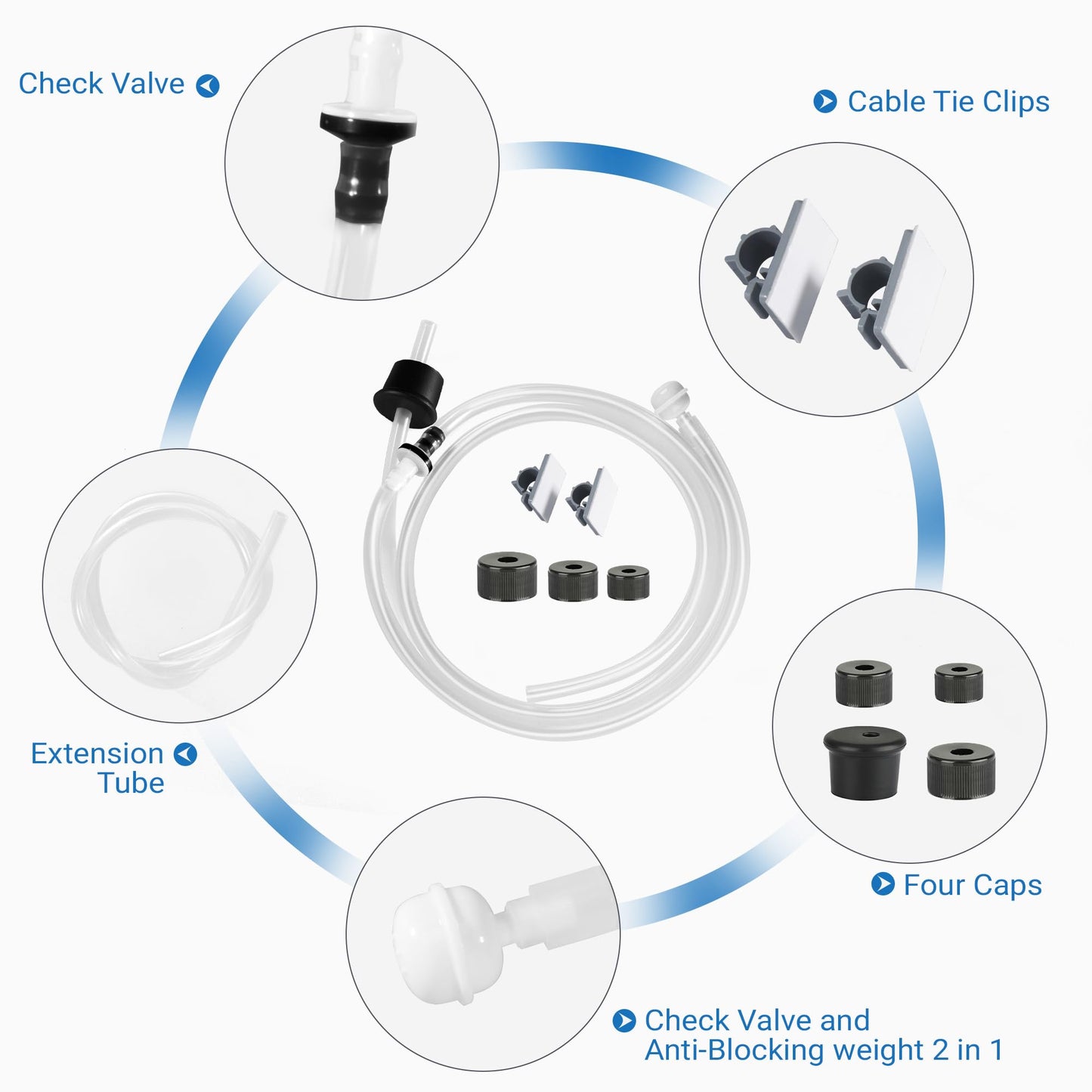 Sink Soap Dispenser Tube Kit, 47” with Upgraded Check Valve, Never Fill The Little Bottle Again (White-1pcs)