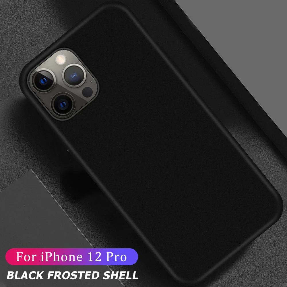 Black Matte Case for iPhone 16 Pro Max Case Back Soft Silicone Cover for iphone 13 12 11 14 15 Pro Max 7 8 6s 16 Plus Cases Capa