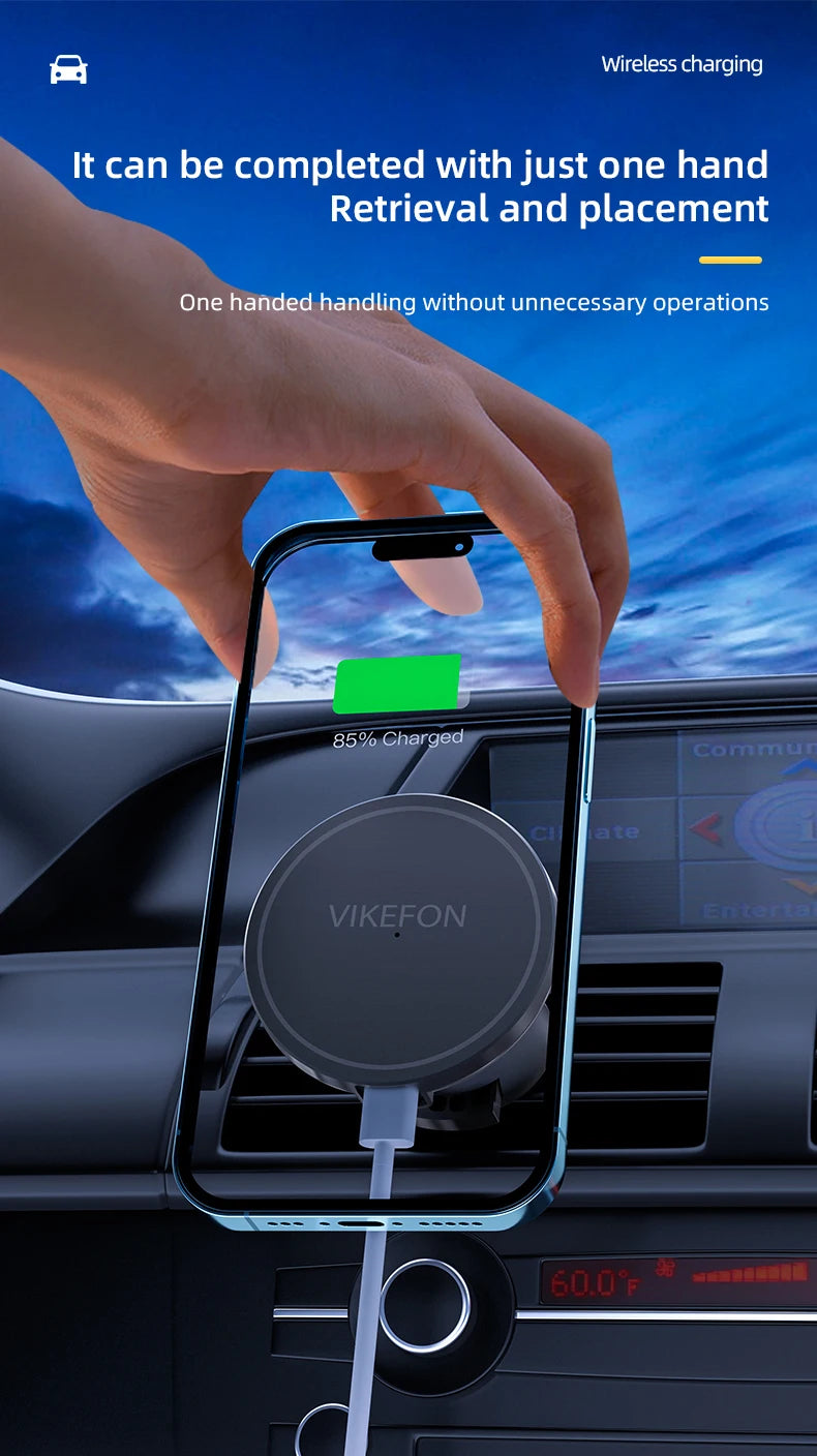 30W Magnetic Car Wireless Charger + Ring For iPhone 12 13 14 15 pro max mini Air Vent Car Phone Holder Stand Fast Car Charging