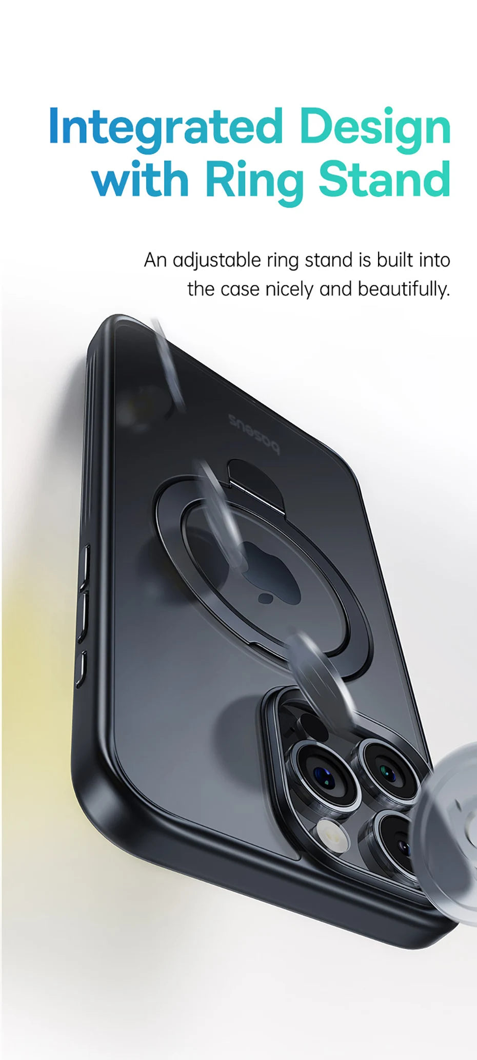 Baseus Magnetic Stand Case for iPhone 16 15 14 13 Pro Max Plus Case 180° Adjustable Kickstand Ring Cover Magnetic Charging Case