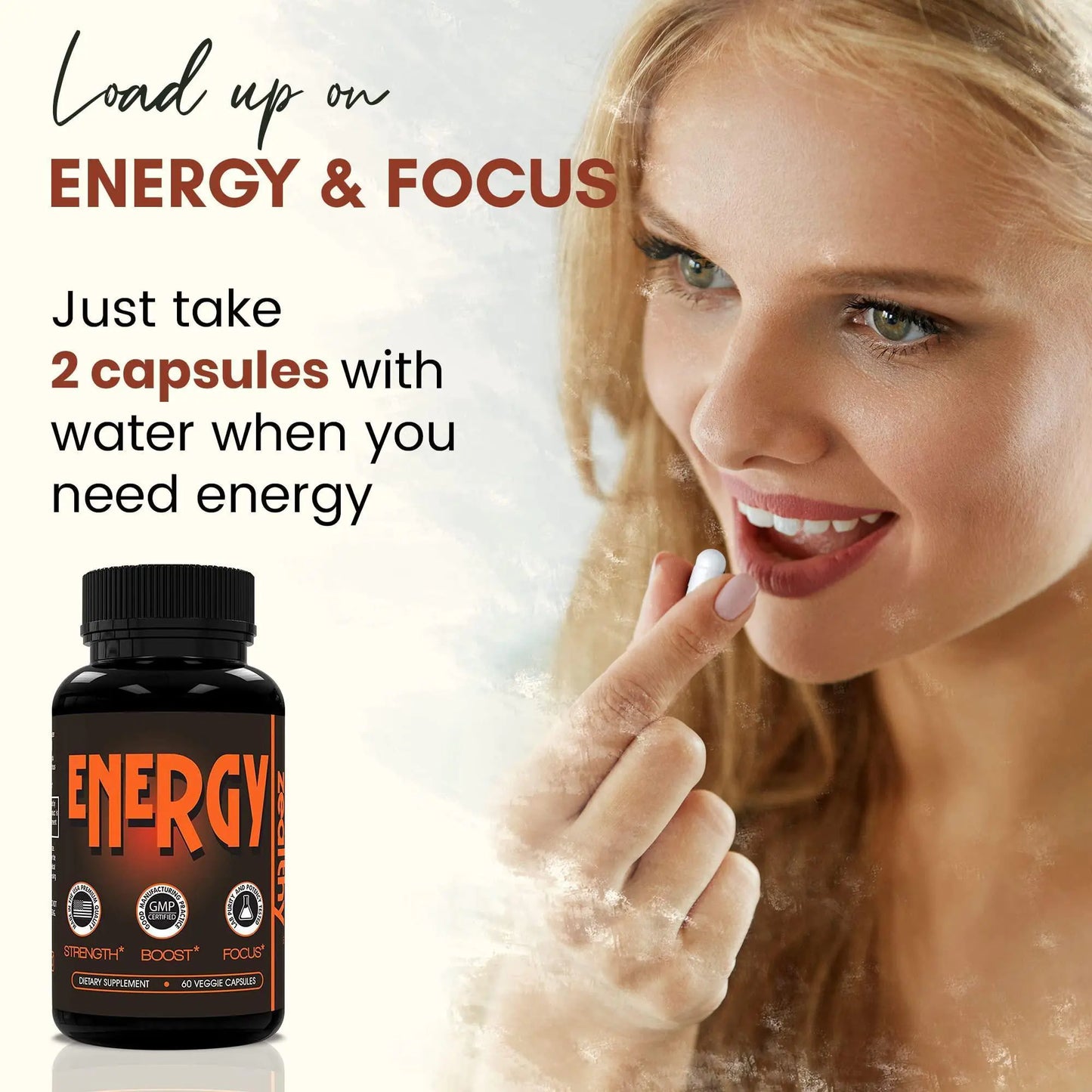 Caffeine Pills Alternative to an Energy Drink Energy Gel Energy Gummies 60 Pills